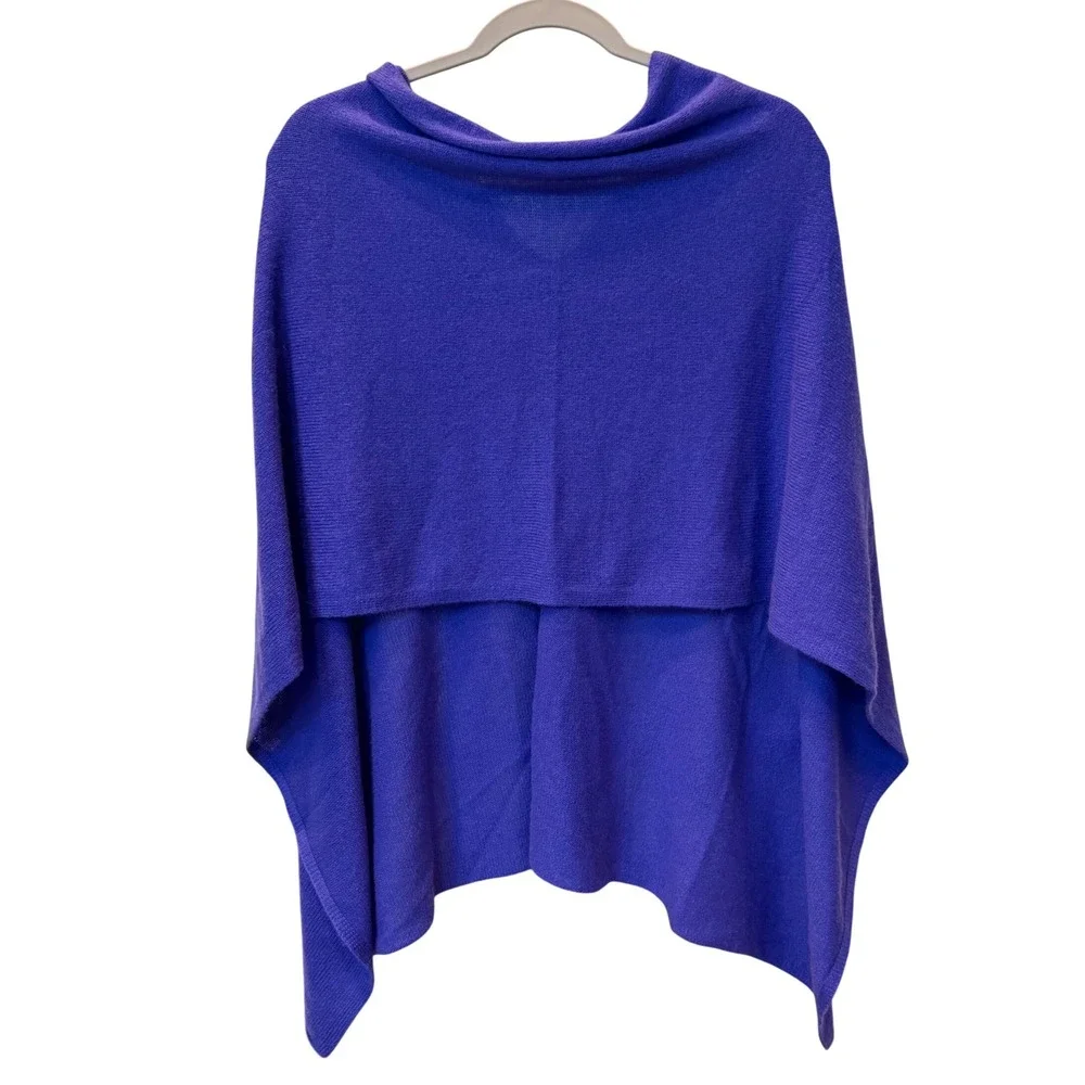 Claudia Nichole 100% Cashmere Poncho Wrap V-Neck Purple One Size Quiet Luxury